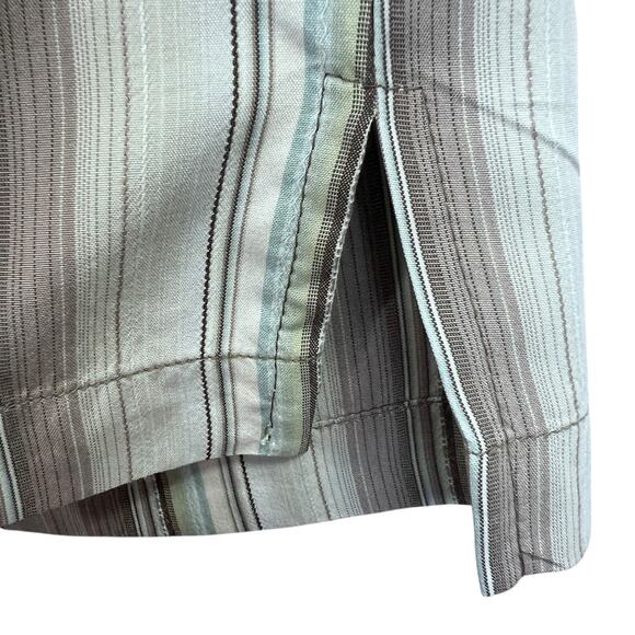 Tommy Bahama Silk Shirt Men's Medium Striped Button Up Short Sleeve Green Casual - Picture 9 of 13